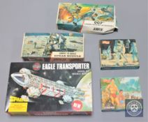Nine Airfix construction kits to include - Tarzan figures, Astronauts, Lunar Module,