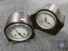 A Bakelite cased Smiths Enfield mantel clock together with an oak cased mantel clock