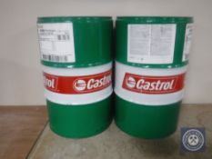 Two Castrol 60 litre oil drums