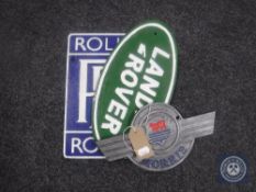 Three cast iron plaques - Morris Land Rover and Rolls Royce