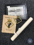 A small collection of items relating to the war ship 'Perseus' to include - monochrome photograph