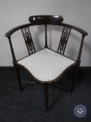 A Victorian inlaid mahogany corner chair