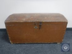 A 19th century painted pine dome top blanket box