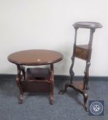 A mahogany wig stand and a mahogany magazine table