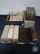 Two boxes of three volumes - The National Gazette, antique bibles,