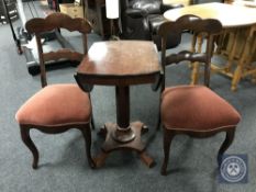 A continental mahogany flap sided occasional table,
