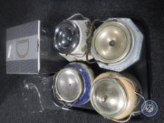 A tray of four china biscuit barrels,