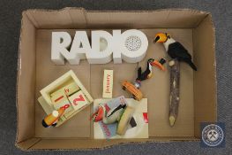 A novelty 'RADIO' together with Guinness advertising items.