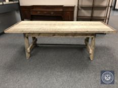 An industrial style plank top dining table,