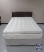 A John Lewis Natural Collection Angora boxed top 4'6 mattress with storage divan base and brown