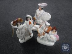 Three Staffordshire flat backed figures - William Wallace and two others