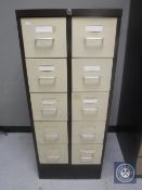 A metal ten drawer archive cabinet