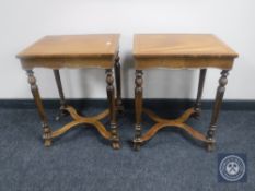 A pair of inlaid lamp tables