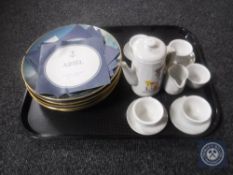 A tray of eleven-piece Tom and Jerry tea service together with a set of six L J Pearce clipper