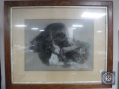 Agnes Turnbull, dog with game bird, pastel,