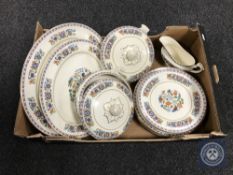 A box of seventeen pieces of antique Bridgewood floral pattern dinner ware