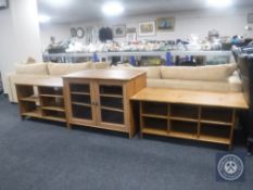 An Ikea pine double door cupboard,