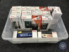 A box of sixteen Marklin HO gauge wagons with advertising, boxed.