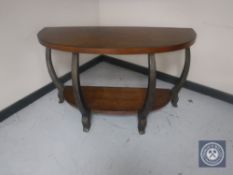 A D-shaped two tier hall table
