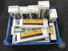 A basket of fourteen Marklin HO gauge wagons and tankers, boxed.