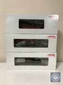 Three boxed Marklin HO gauge locomotive steam engines 37077 39232 and 37193
