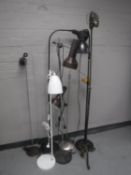 Seven assorted 20th century floor lamps (continental wiring)