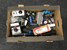 A box of Hornby Railways rolling stock,