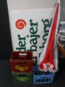 Four 20th century Danish brewery advertising signs on card,