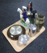 A tray of two Staffordshire flat back figures; Tom King and Dick Turpin,