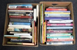 Two boxes of books relating to trains and railways
