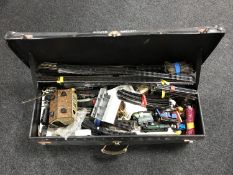 A vintage case containing part Hornby Midnight Freight train set, assorted rolling stock,