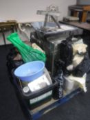 A Wenger potters wheel with a large quantity of accessories and clays