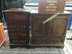 A reproduction mahogany audio cabinet and a TV cabinet