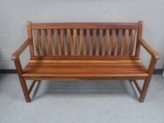 A teak garden bench