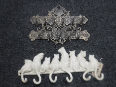 Two cast metal key racks