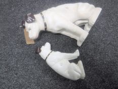 Two cast metal HMV dog money boxes