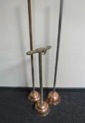 Three vintage copper-headed poss sticks