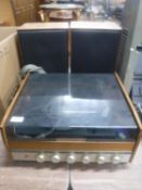 A mid 20th century Ferguson Solid State record player with speakers