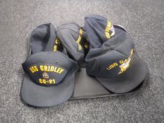 Five US Naval caps