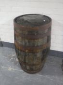 An oak coopered barrel