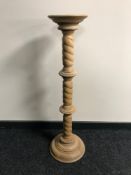 A pine barley twist torchere