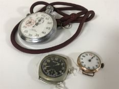 A mid 20th century Smiths Yachting Timer in chrome plated case and a yellow metal watch face and