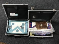 Two cases of Freemasons regalia