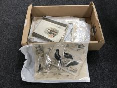 A box of unframed antiquarian black & white,