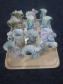 A tray of twelve continental bisque vases