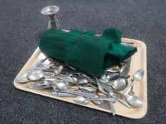A tray of a large quantity of assorted flatware,