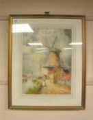 Louis van Staaten (Dutch 1859 - 1924) : Papendrecht, watercolour, signed, 40 cm x 31 cm, framed.