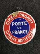 A circular French enamelled sign 