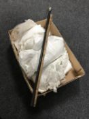 A box of vintage table linen,