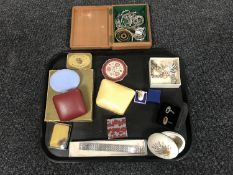 A tray of costume jewellery, compact,